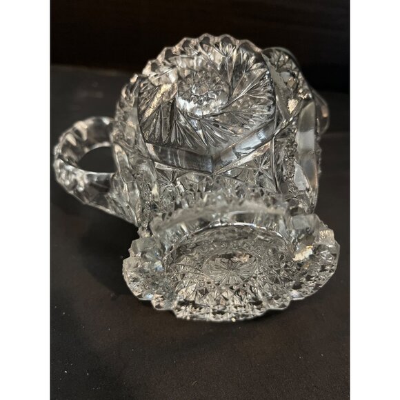 American Brilliant Period Cut Crystal Creamer  Pitcher Pinwheel Design Deep Cuts - Picture 3 of 7